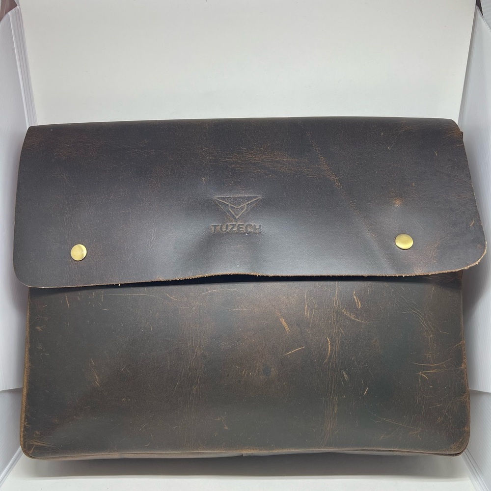 Tuzech Vintage Leather Folder Document Holder/File Case/ Portfolio Handmade